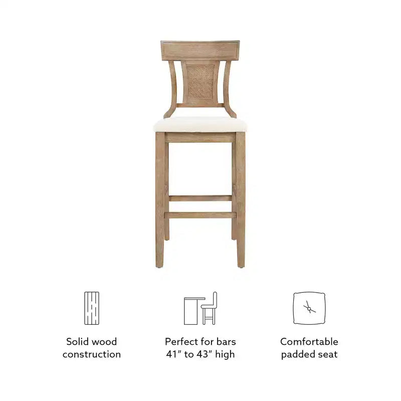 Sgabello Rylan – Sgabello da bancone moderno con struttura in legno