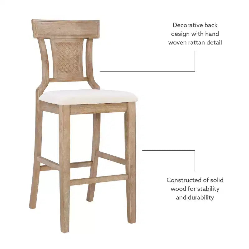 Sgabello Rylan – Sgabello da bancone moderno con struttura in legno