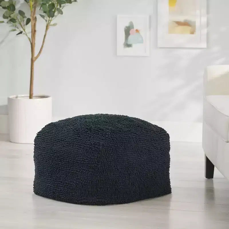 Pouf rotondo moderno in ciniglia in microfibra – Morbida seduta da pavimento per soggiorno o camera da letto