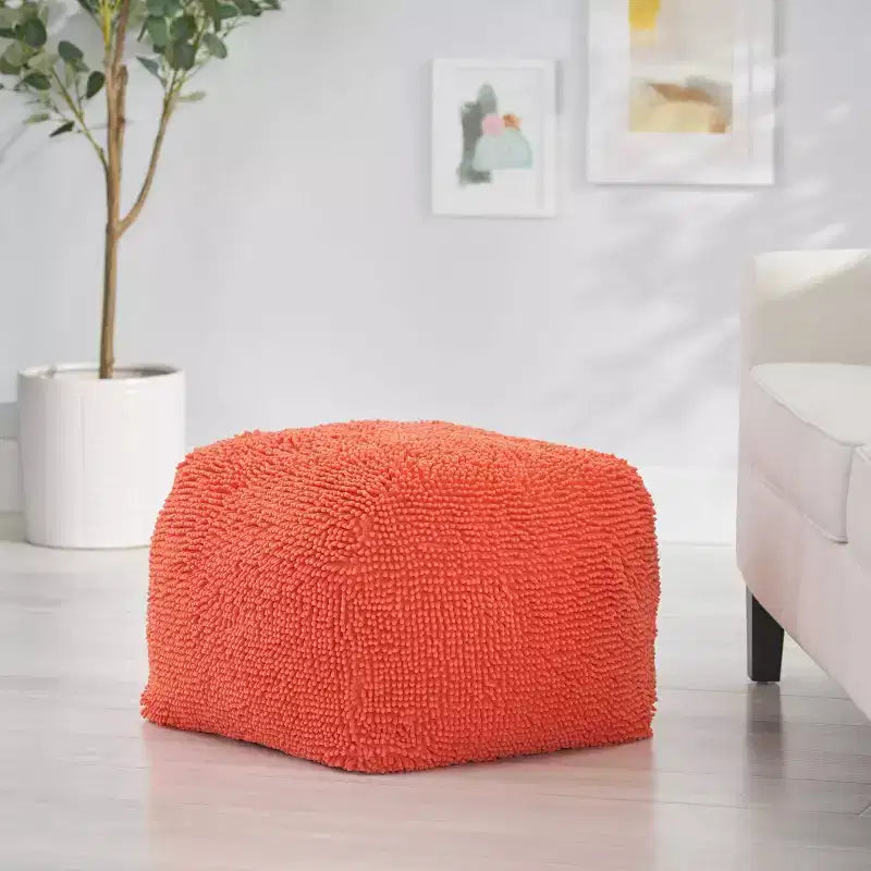 Pouf rotondo moderno in ciniglia in microfibra – Morbida seduta da pavimento per soggiorno o camera da letto