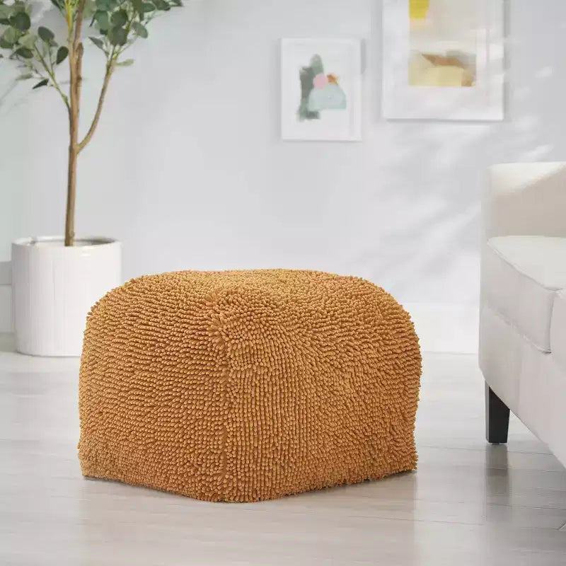 Pouf rotondo moderno in ciniglia in microfibra – Morbida seduta da pavimento per soggiorno o camera da letto