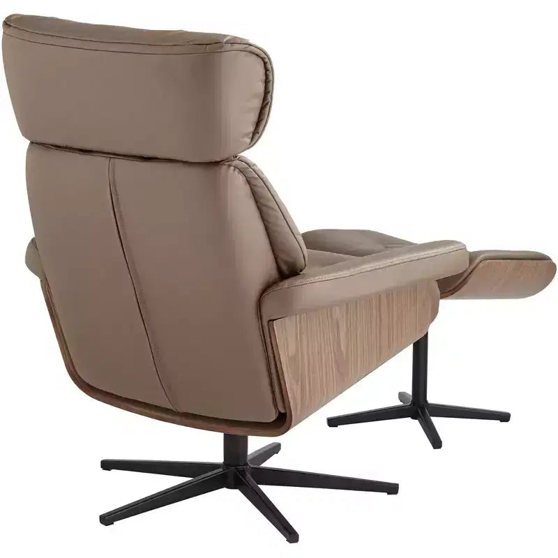 Poltrona Reclinabile e Ottomana Girevole Regolabile in Similpelle – Poltrona Lounge Moderna Color Cacao