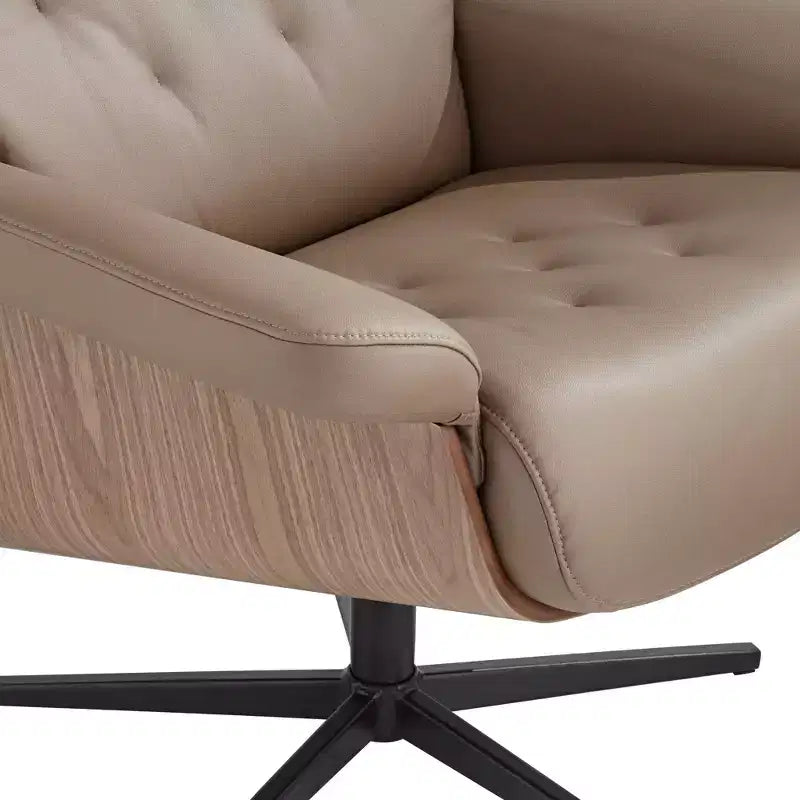 Poltrona Reclinabile e Ottomana Girevole Regolabile in Similpelle – Poltrona Lounge Moderna Color Cacao