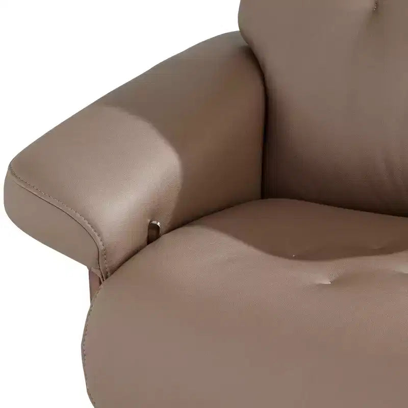 Poltrona Reclinabile e Ottomana Girevole Regolabile in Similpelle – Poltrona Lounge Moderna Color Cacao