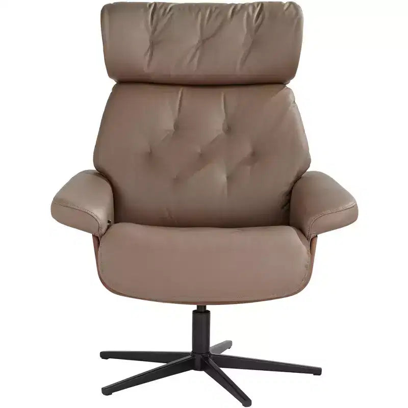 Poltrona Reclinabile e Ottomana Girevole Regolabile in Similpelle – Poltrona Lounge Moderna Color Cacao